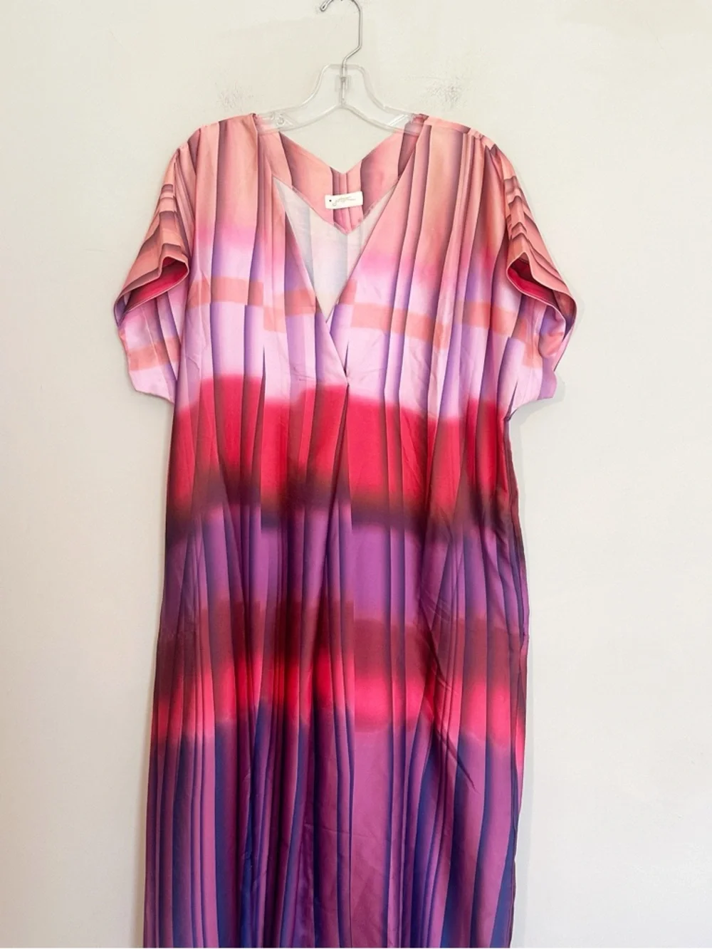 Gottex Golden Hour Pink Ombre Swimsuit Cover Up women size S oversized pockets